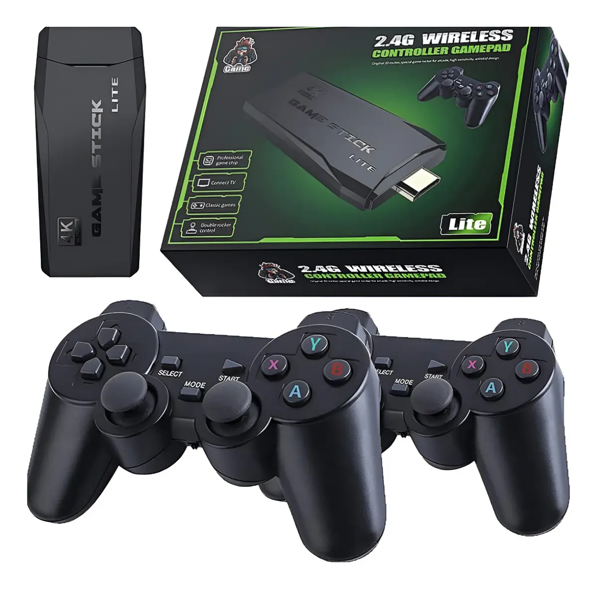 Game Stick Retro 2 Joystick Color Negro Hdmi 64gb 2025
